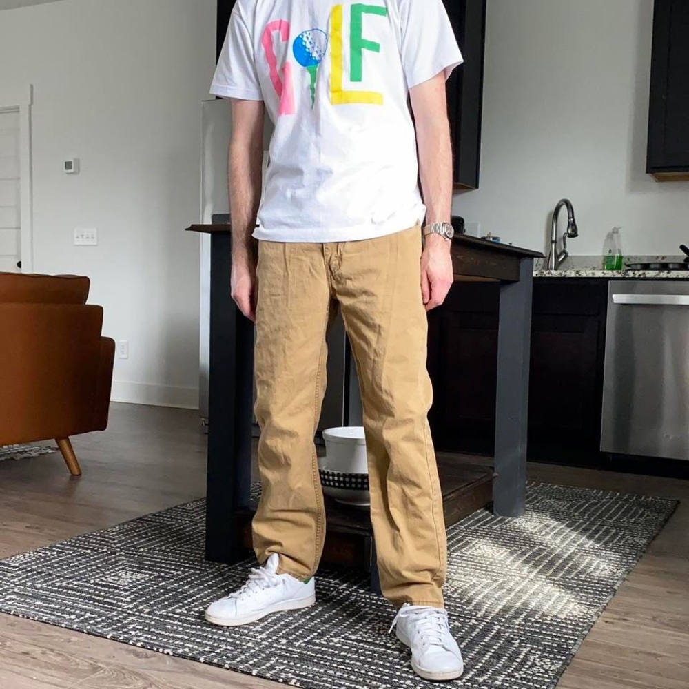 Levi’s 514 khaki tan chino twill pants.